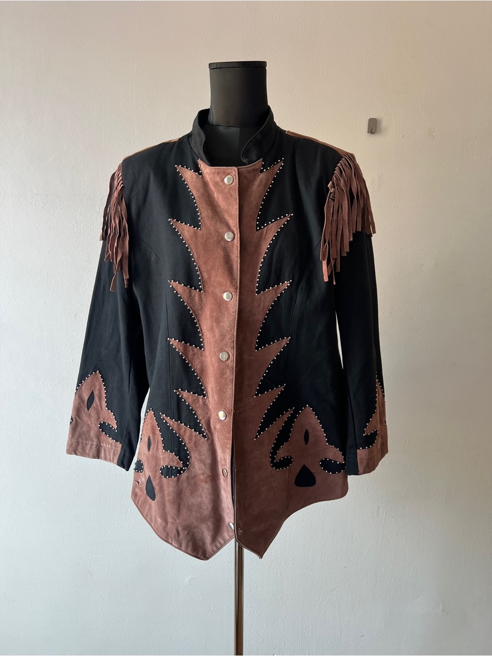 Vintage Roaman’s Suede Fringe Leather Jacket Black Western Rodeo Cowboy 2XL